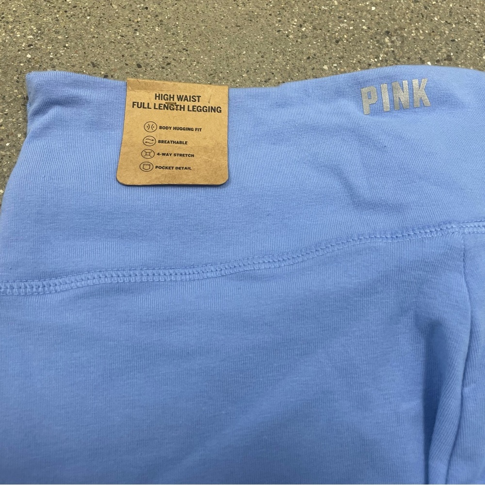 NWT Victoria’s Secret VS PINK Light Blue Stretch Leggings size Medium - Picture 8 of 12